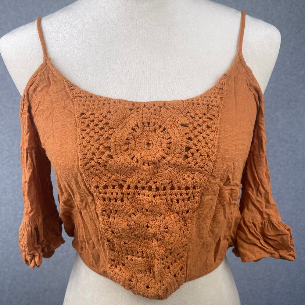 Charlotte Russe Rust Off The Shoulder Crop Top Size Small